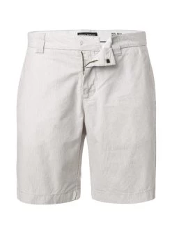 Marc O'Polo Shorts, Bio Baumwolle, Weiß-beige Gestreift