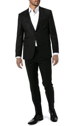 Anzug, Regular Fit, Schurwolle, Schwarz