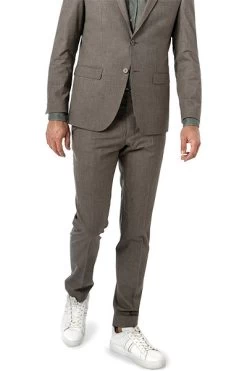 Hose, Modern Fit, Schurwoll-Stretch, Hellbraun