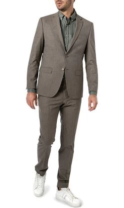 Anzug, Modern Fit, Schurwoll-Stretch, Hellbraun