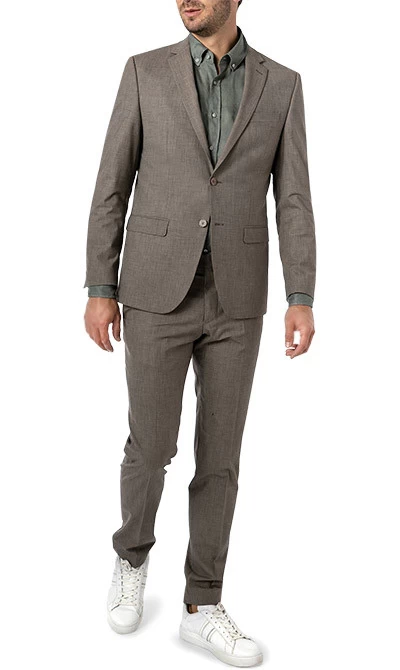 Anzug, Modern Fit, Schurwoll-Stretch, Hellbraun
