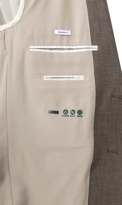 Anzug, Modern Fit, Schurwoll-Stretch, Hellbraun – Bild 4