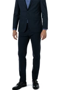 Hose, Modern Fit, Schurwoll-Stretch, Nachtblau