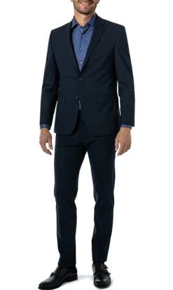 Anzug, Modern Fit, Schurwoll-Stretch, Nachtblau