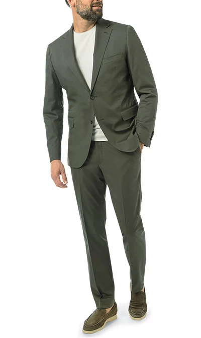 Anzug, Shaped Fit, Baumwolle Halbgefüttert, Dunkelgrün