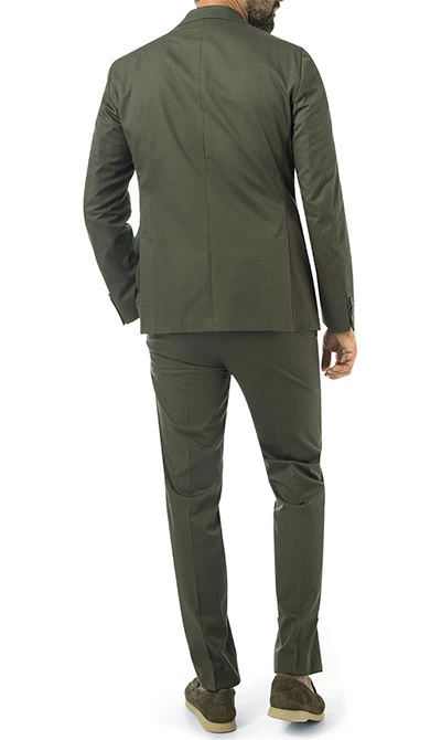 Anzug, Shaped Fit, Baumwolle Halbgefüttert, Dunkelgrün – Bild 2