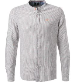 Hemd, Leinen, Olivgrün-weiß Gestreift