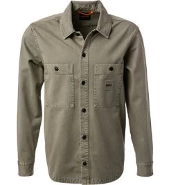 BOSS ORANGE Overshirt, Baumwolle, Grün