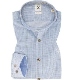 Pure Hemd, Slim Fit, Baumwoll-Stretch, Hellblau Gemustert