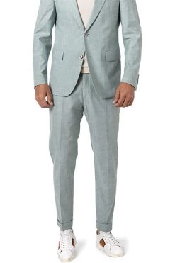 Strellson Hose Luc, Slim Fit, Baumwolle-Leinen, Pastellgrün Meliert