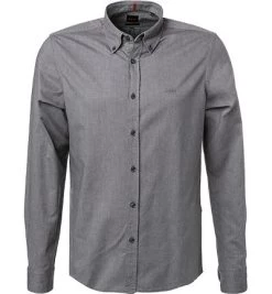 BOSS ORANGE Hemd, Regular Fit, Baumwolle, Dunkelgrau