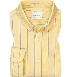 Gant Hemd, Regular Fit, Baumwolle, Gelb Gestreift