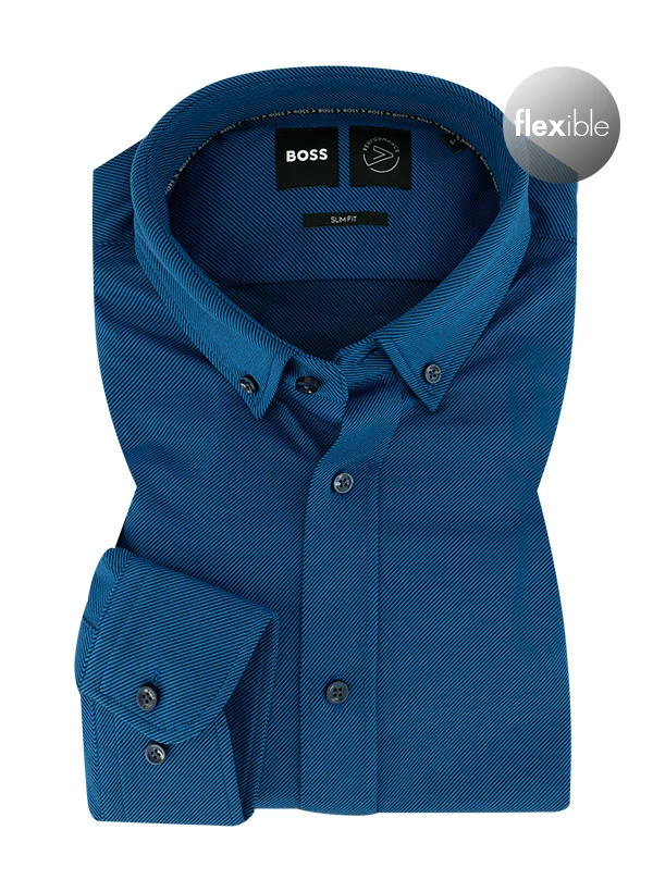 Hemd, Slim Fit, Baumwolle Atmungsaktiv, Blau Meliert