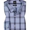 Hemd, Slim Fit, Baumwoll-Stretch, Blau Kariert