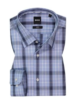 Hemd, Slim Fit, Baumwoll-Stretch, Blau Kariert