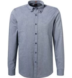 BOSS ORANGE Hemd, Regular Fit, Baumwolle, Dunkelblau