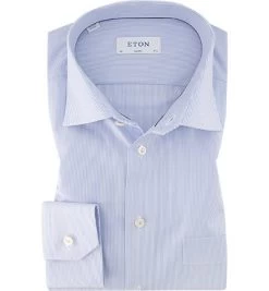 ETON Hemd, Classic Fit, Baumwolle, Hellblau-weiß Gestreift