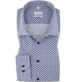 Seidensticker Hemd, Slim Fit, Baumwolle, Blau Gemustert