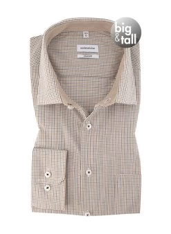 Seidensticker Hemd, Comfort Fit, Baumwolle, Sand Kariert