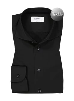 ETON Hemd, Slim Fit, Stretch, Schwarz