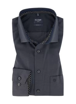 OLYMP Hemd, Modern Fit, Baumwolle, Graphit