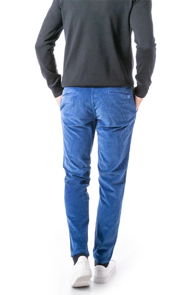 Bundfaltenhose Turin, Slim Fit, Cord, Royal – Bild 3
