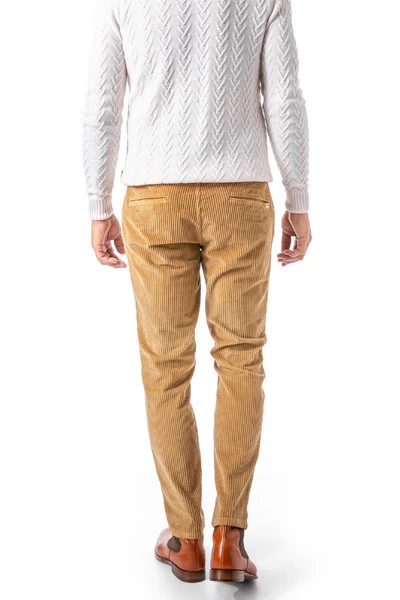 Bundfaltenhose Turin, Slim Fit, Cord, Curry – Bild 3