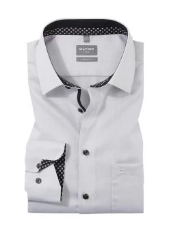 OLYMP Hemd, Comfort Fit, Baumwolle, Grau