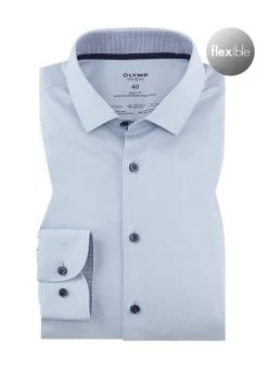 OLYMP Hemd, Body Fit, Baumwoll-Stretch Climate Control, Extra Langer Arm, Hellblau