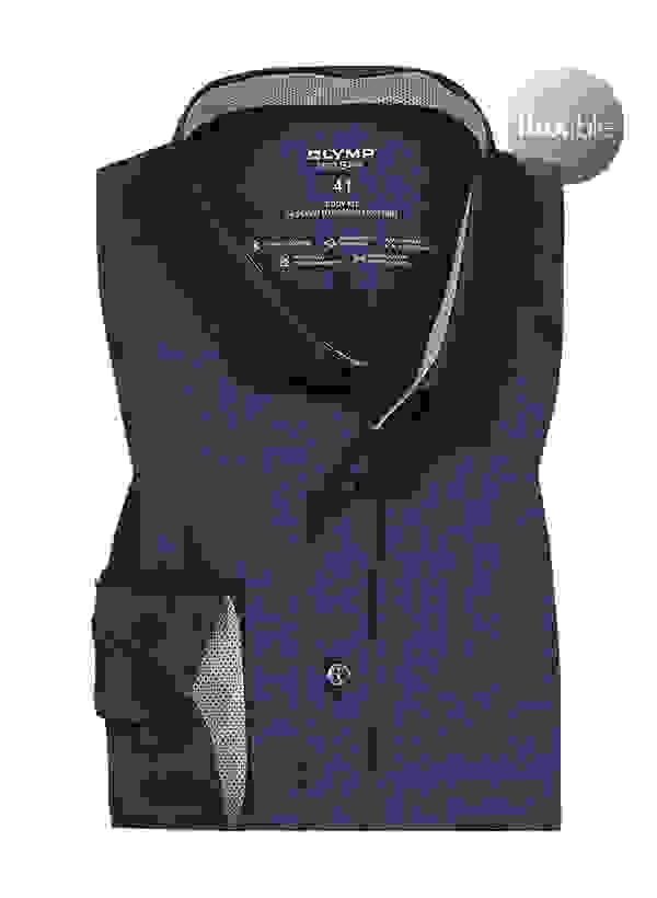 OLYMP Hemd, Body Fit, Baumwoll-Stretch Climate Control, Extra Langer Arm, Nachtblau – Bild 4