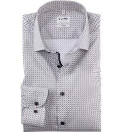 OLYMP Hemd, Body Fit, Baumwoll-Stretch, Taupe Gemustert