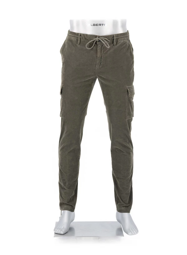 Alberto Cargohose John, Slim Fit, Cord, Militärgrün