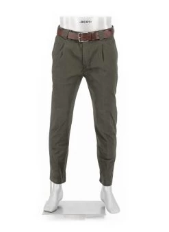 Alberto Bundfaltenhose Mike, Pima Baumwolle Cropped, Dunkelgrün