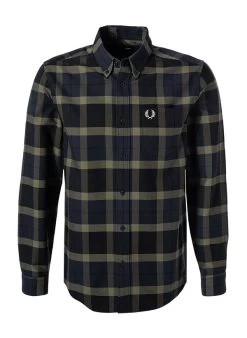 Fred Perry Hemd, Baumwolle, Grün-blau Kariert