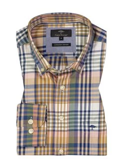 FYNCH-HATTON Hemd, Baumwolle, Pastellrose-blau Kariert