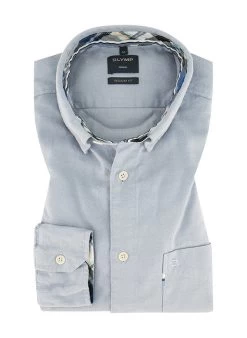 OLYMP Hemd, Regular Fit, Baumwolle, Bleu Meliert
