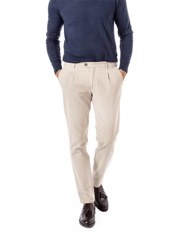 Bundfaltenhose, Baumwolle, Beige