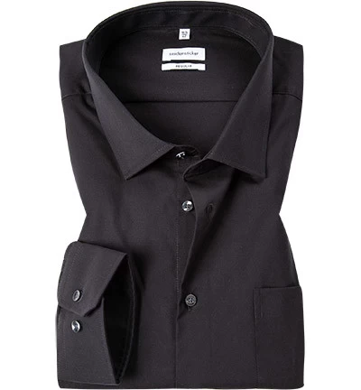 Seidensticker Hemd, Regular Fit, Popeline, Schwarz
