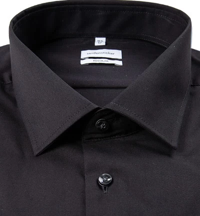 Seidensticker Hemd, Regular Fit, Popeline, Schwarz – Bild 3