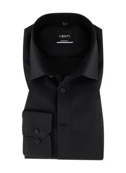 Venti Hemd, Modern Fit, Popeline, Extra Langer Arm, Schwarz
